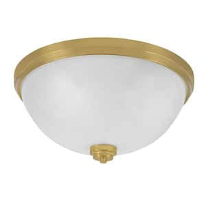 Ashland 18 in. 4 Light New Age Brass Flush Mount with White Marble Glass Shade No Bulbs Included