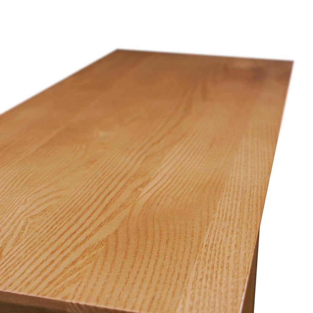 Beige Ash Wood Rectangular Console Table with Storage