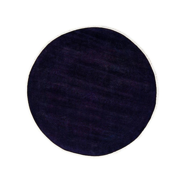 Overdyed Purple 6 ft. x 6 ft. Solid Wool Indoor Area Rug