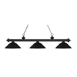 Riviera 3-Light Matte Black With Stepped Matte Black Shade Billiard Light With No Bulbs Included