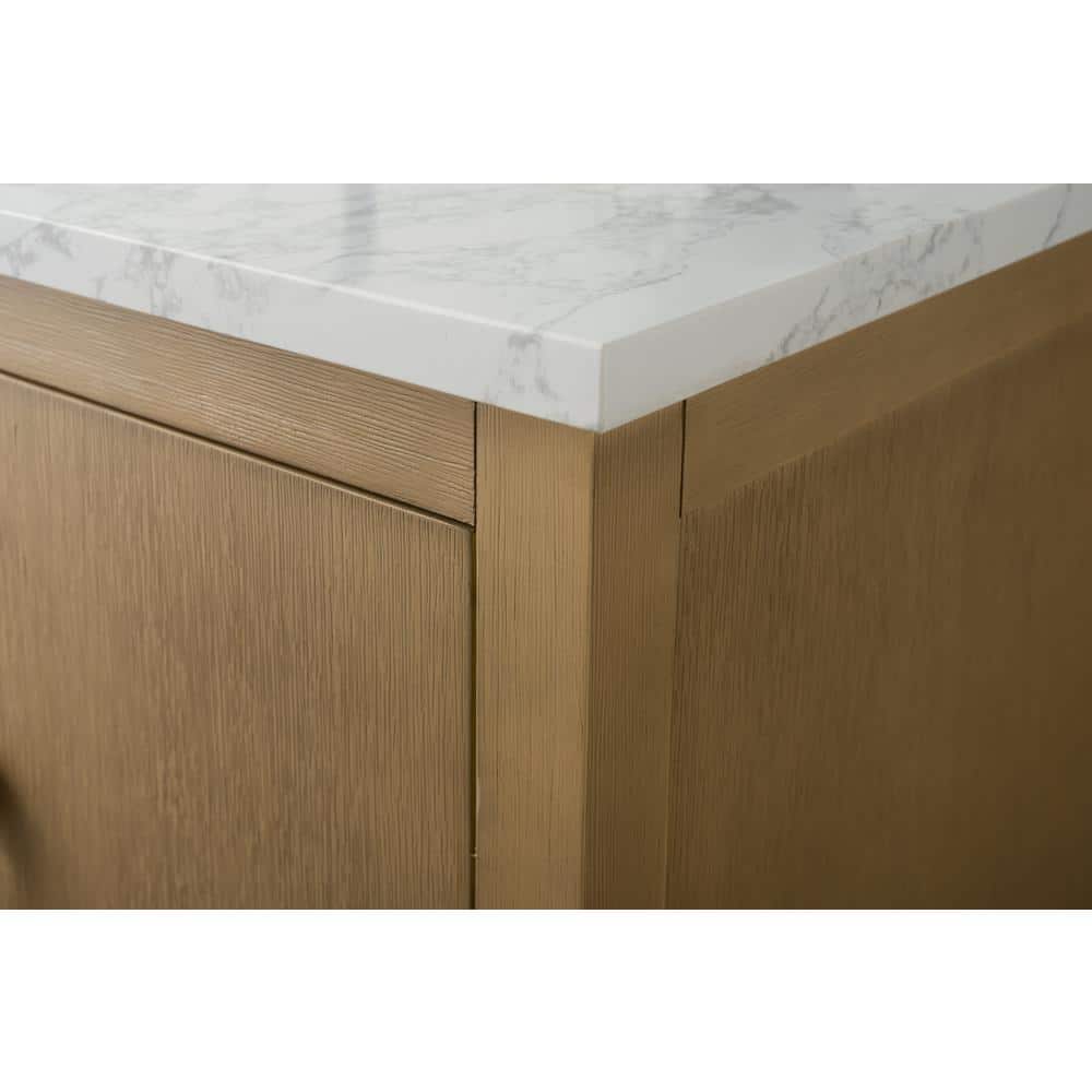Natural Oak 36" Single Bathroom Vanity with Engineered Marble Top
