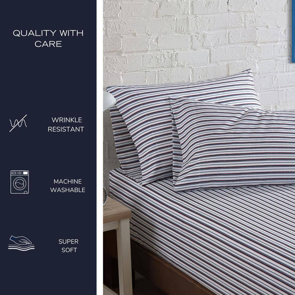Classic Blue Checkered Twin XL Microfiber Sheet Set with Deep Pockets
