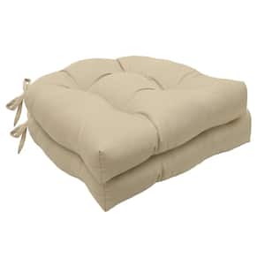 Tufted Chair Pad Buff Polyester Smooth 15 in. W x 15 in. L Indoor Cushion (2-Chair Pad Cushions)