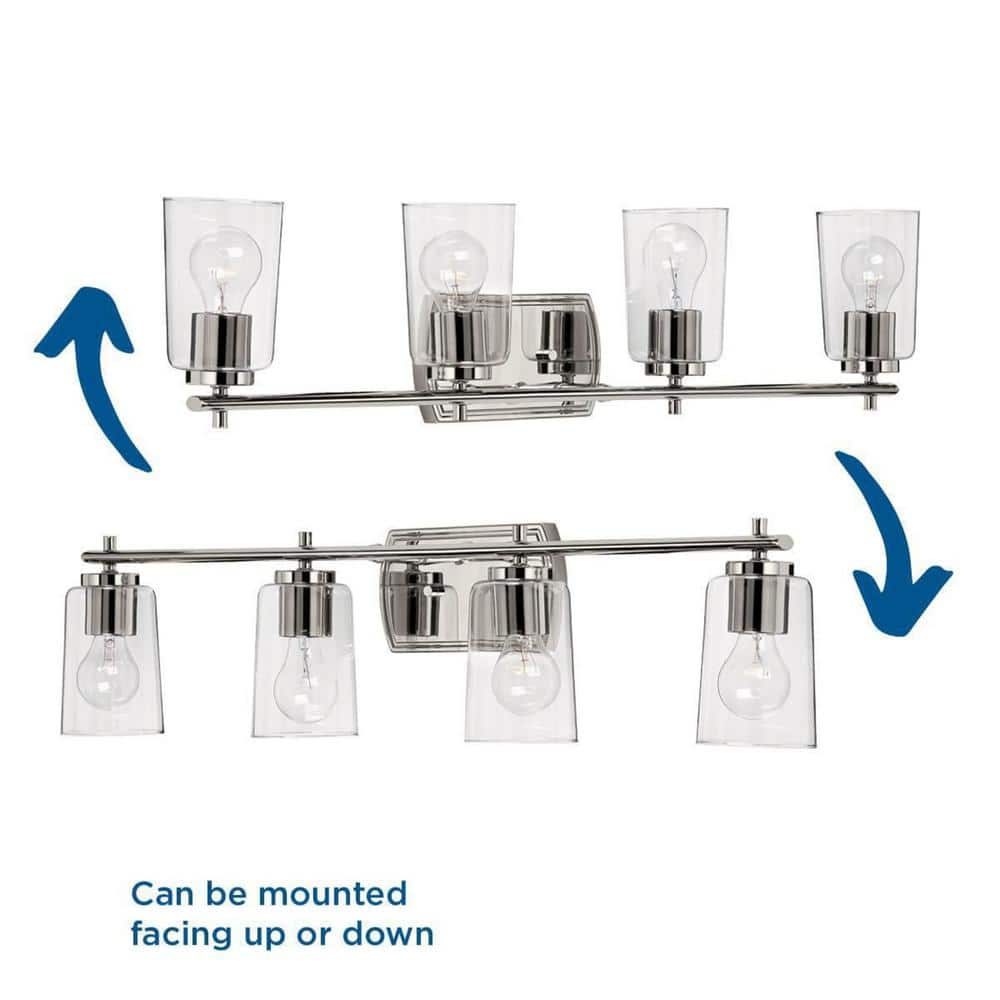 Adley Polished Nickel 4-Light Vanity Fixture with Clear Glass Shades
