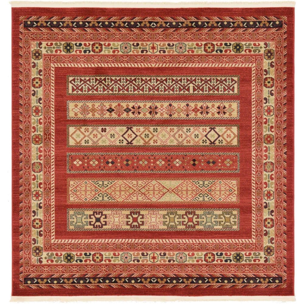 Unique Loom Fars Pasadena Rust Red 6' 0 x 6' 0 Square Rug 3126330 - The ...