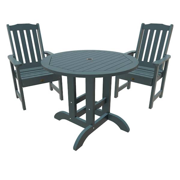 Highwood Springville 3-Pieces Round Recycled Plastic Outdoor Dining Set