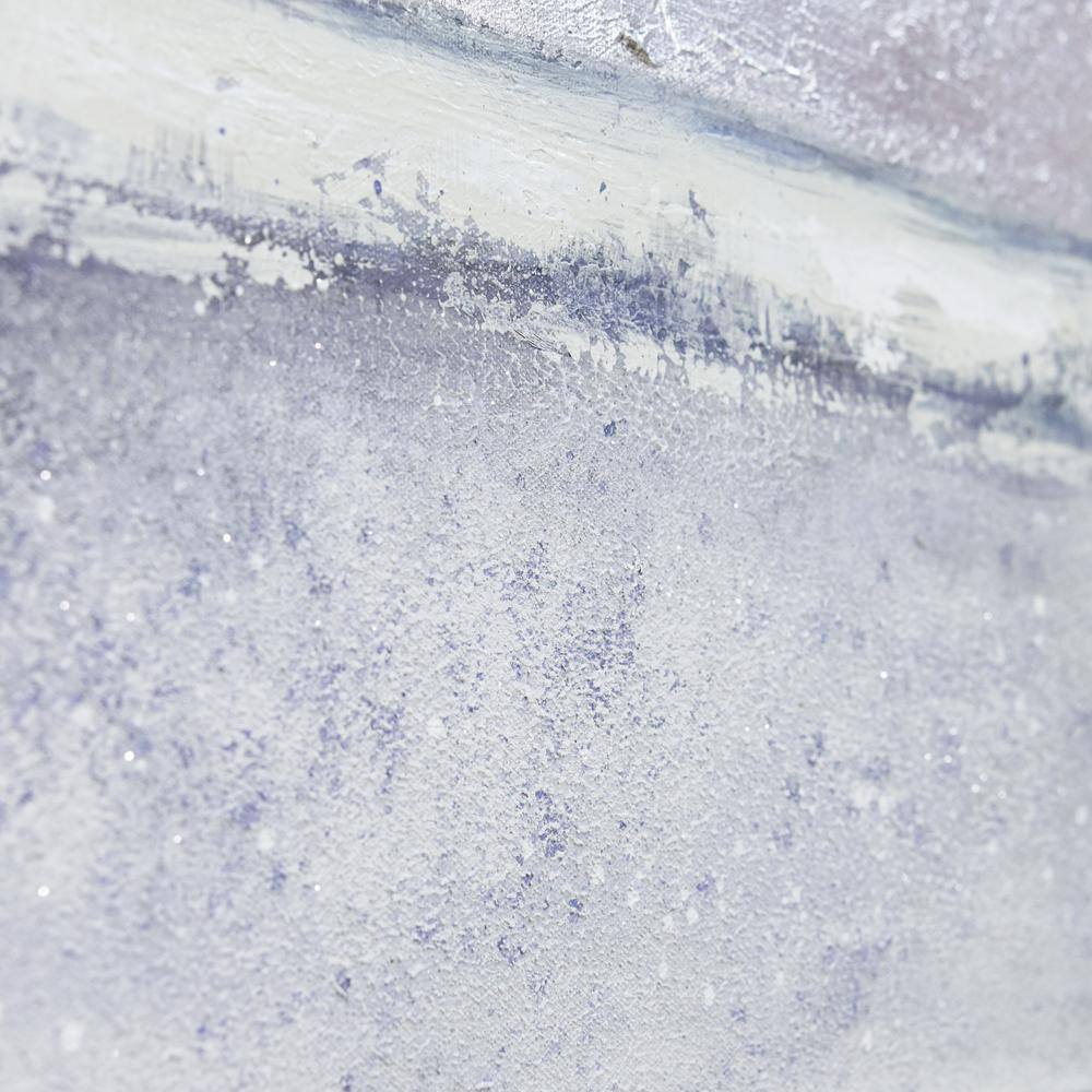 Winter Steps Blue and Grey Abstract Hand Painted Canvas with Champagne Frame
