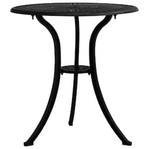 24.4 in. x25.6 in. Black Round Cast Aluminum Outdoor Coffee Table