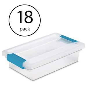 Small File Clip Box Clear Storage Tote Container with Lid (18 Pack)