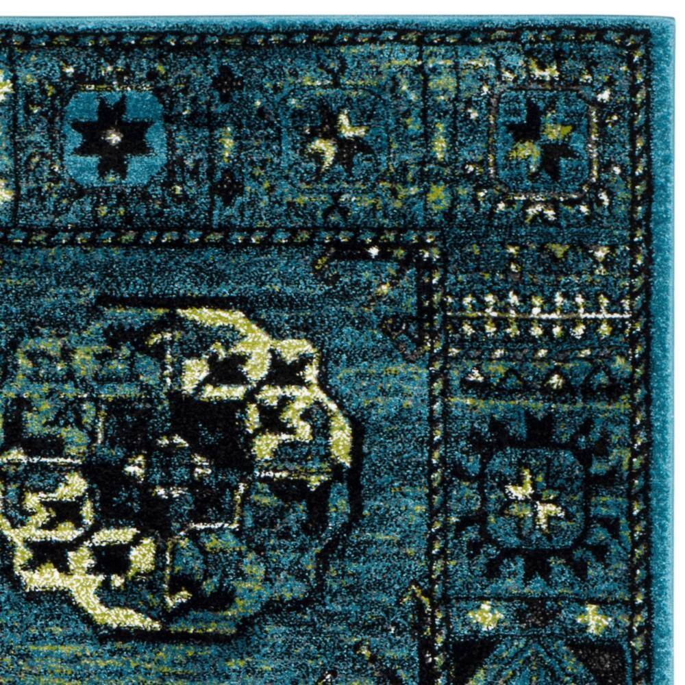 Rectangular Blue Synthetic Easy Care Area Rug