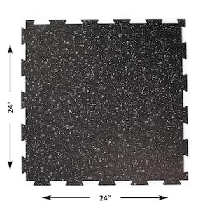 2 ft. W x 2 ft. L Black/Gray Interlocking Recycled Rubber Flooring (24 sq. ft./Pack)