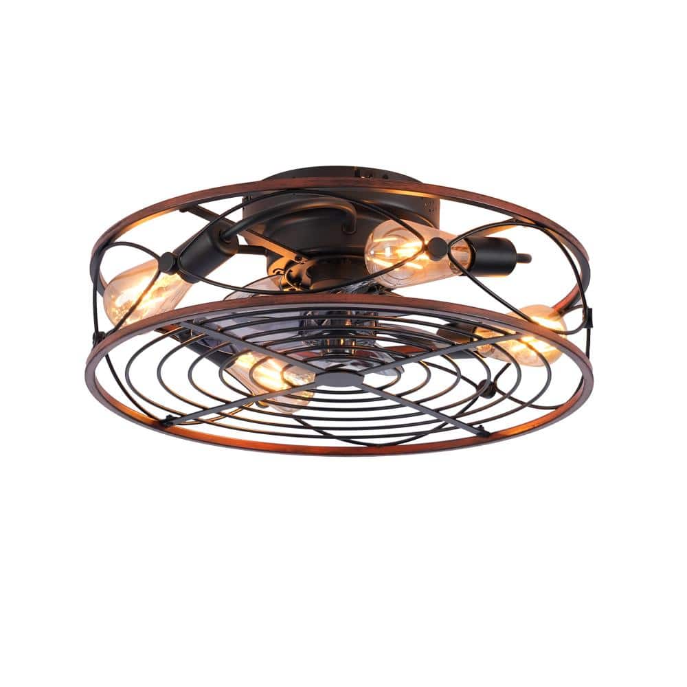 20 in.Matte Black Flush Mount Antique Ceiling Fan With 4 Lights 7 Blades DC Motor For Living Room Indoor Fixture price history on PriceWatchPro