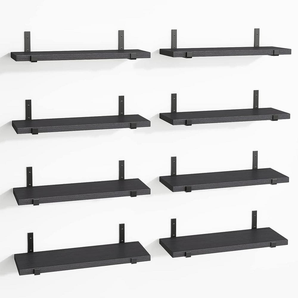 15.8 in. W x 5.9 in. D Black Wood Decorative Wall Shelf, Floating Shelf (Se