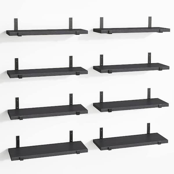 Cubilan 15.8 in. W x 5.9 in. D Black Wood Decorative Wall Shelf, Floating Shelf (Set of 8)