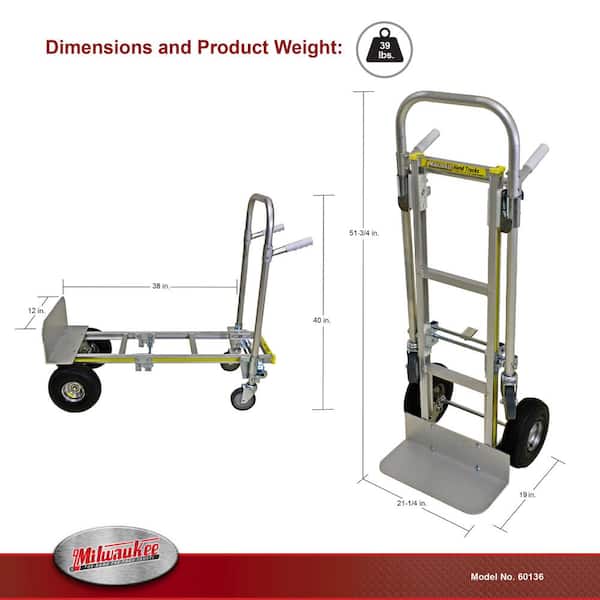 Milwaukee 800 lb. Capacity Convertible Modular Aluminum Hand Truck