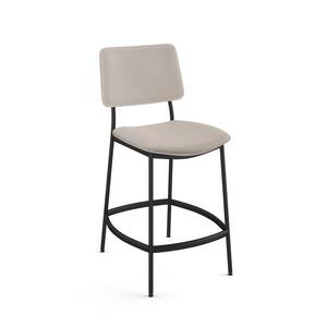 Sullivan 26.5 in. Low Back Counter Stool Cream Faux Leather / Black Metal