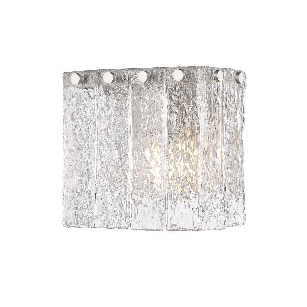 Glacier 1-Light Brushed Nickel Wall Sconce with Clear Glass Shade