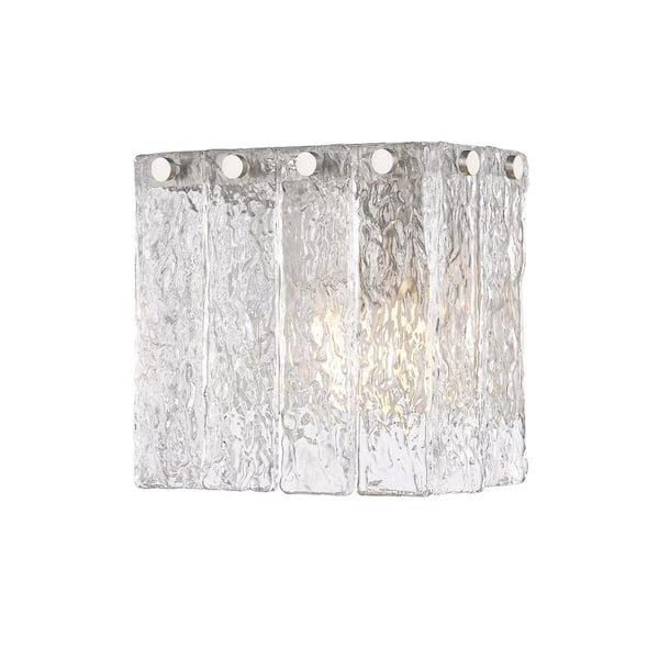 Unbranded Glacier 1-Light Brushed Nickel Wall Sconce with Clear Glass Shade