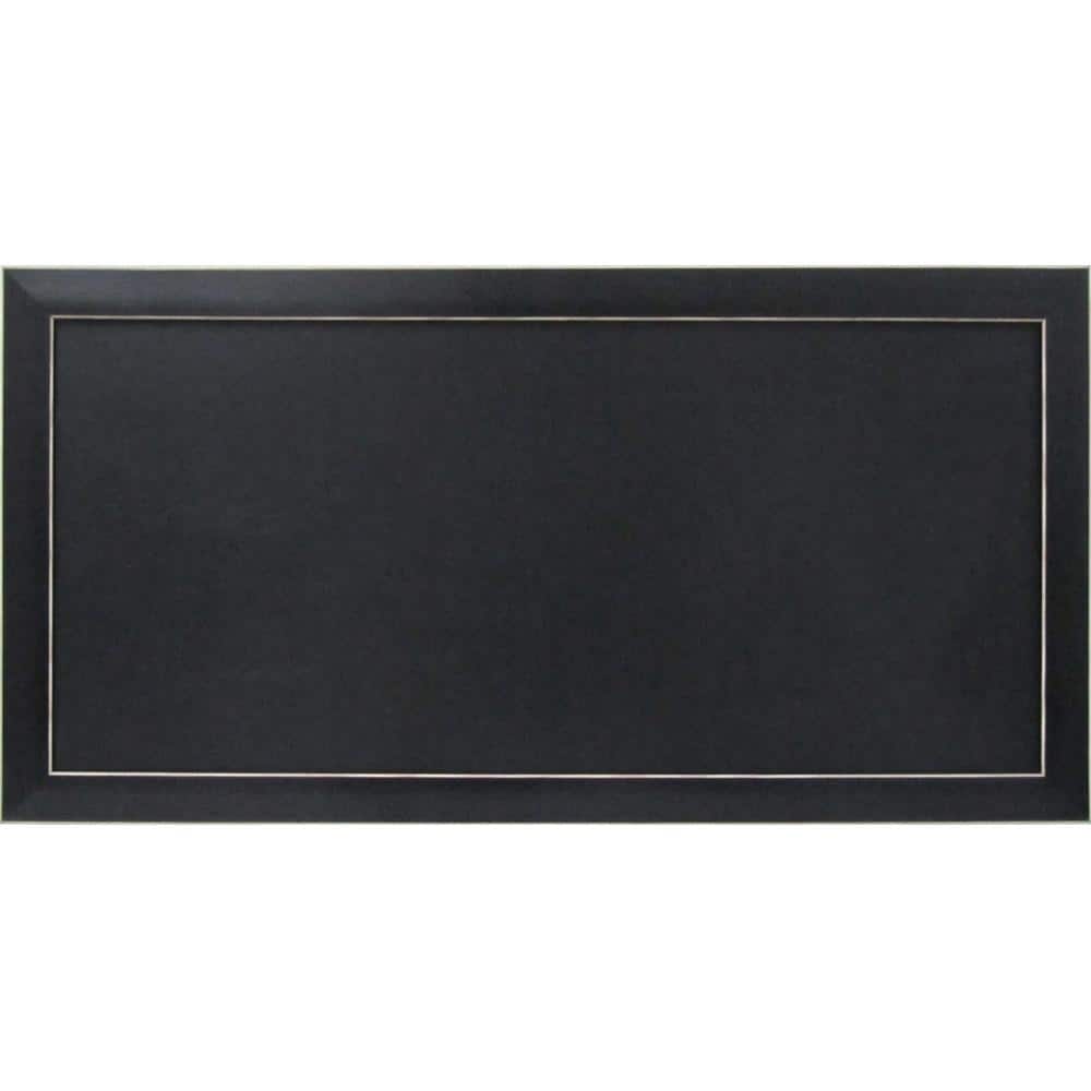 Black Framed Magnetic Chalkboard with Thin White Accent, 13 x 26