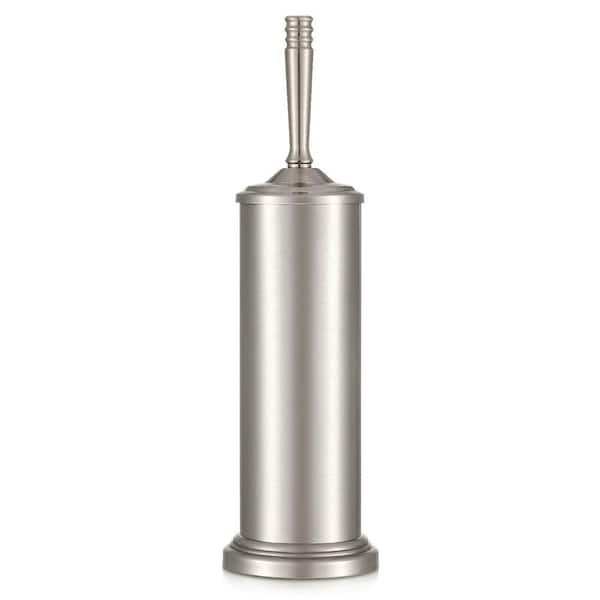 Satin Nickel Toilet Brush and Holder Set, Stainless Steel Toilet Brush for Bathroom, Deep Cleaning, Space Saving