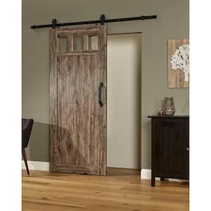 36 in. x 84 in. Millbrooke Weathered Grey 3 Lite Acrylic Pane PVC Barn Door and Hardware Kit-Door Assembly Required