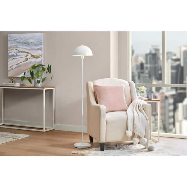 Hampton Bay Corbin 56 in. White 1-Light Standard Floor Lamp with Metal Dome Shade