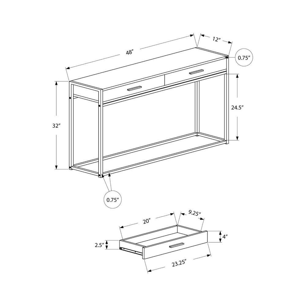 Modern Black Metal & Wood Console Table with Storage - 48"x32"
