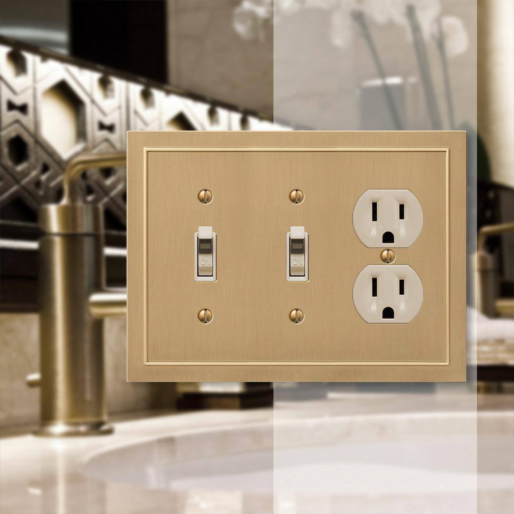 Brushed Bronze 3-Gang Double Toggle Single Duplex Wall Plate