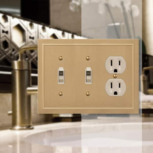 Bethany 3 Gang 2-Toggle and 1-Duplex Metal Wall Plate - Brushed Bronze