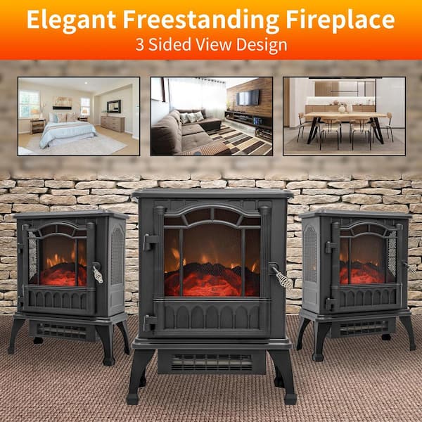 Mainstays Black 1500w popular 2-Setting 3D Electric Stove Heater with Life-like Flame