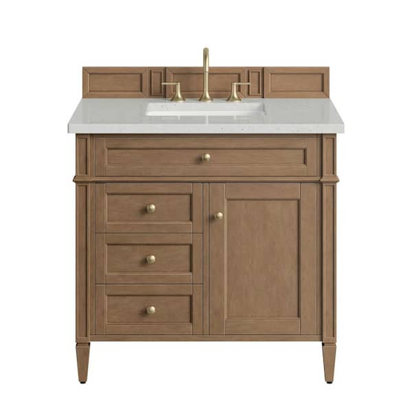 Brittany 36.0 in. Single Bath Vanity in Pecan with Lime Delight Silestone Low Silica Surface Top