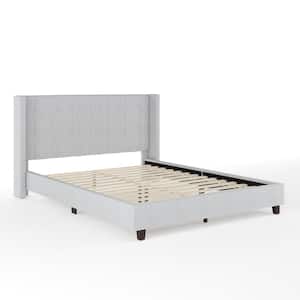 Kay Gray Wood Frame Queen Platform Bed with Upholstered Solid Wood
