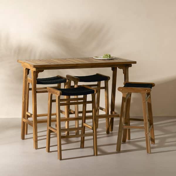 South Shore Agave Bohemian Black Wood 53.25 in. 4-Legs Dining Table for 4