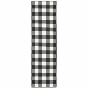 Bernadette Black 2 ft. x 8 ft. Unthemed Woven Striped Polypropylene Rectangle Area Rug