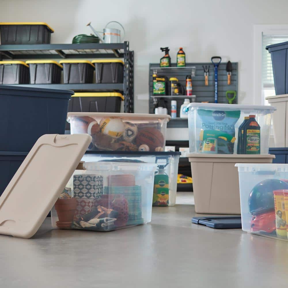 64QT Clear Plastic Storage Box with Blue Latches