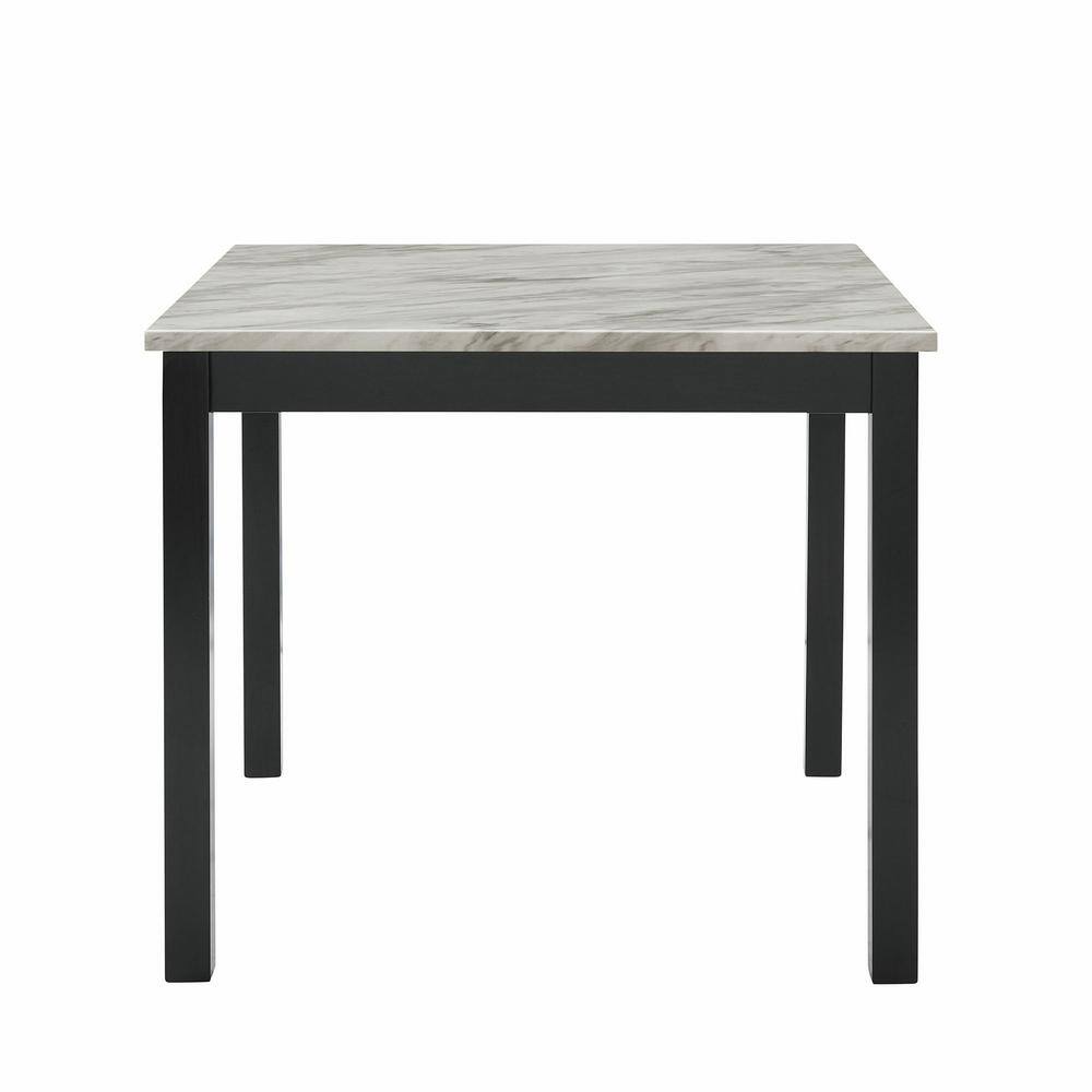Celeste 5-Piece Gray Faux Marble Counter Dining Set with Velvet Chairs