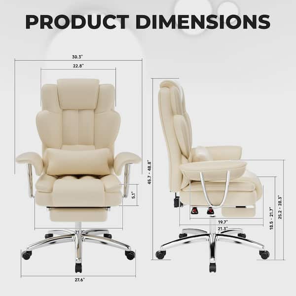 Sophia Big and Tall Faux Leather High Back Executive Chair in Beige with Lumbar Support, Ergonomic Office Chair
