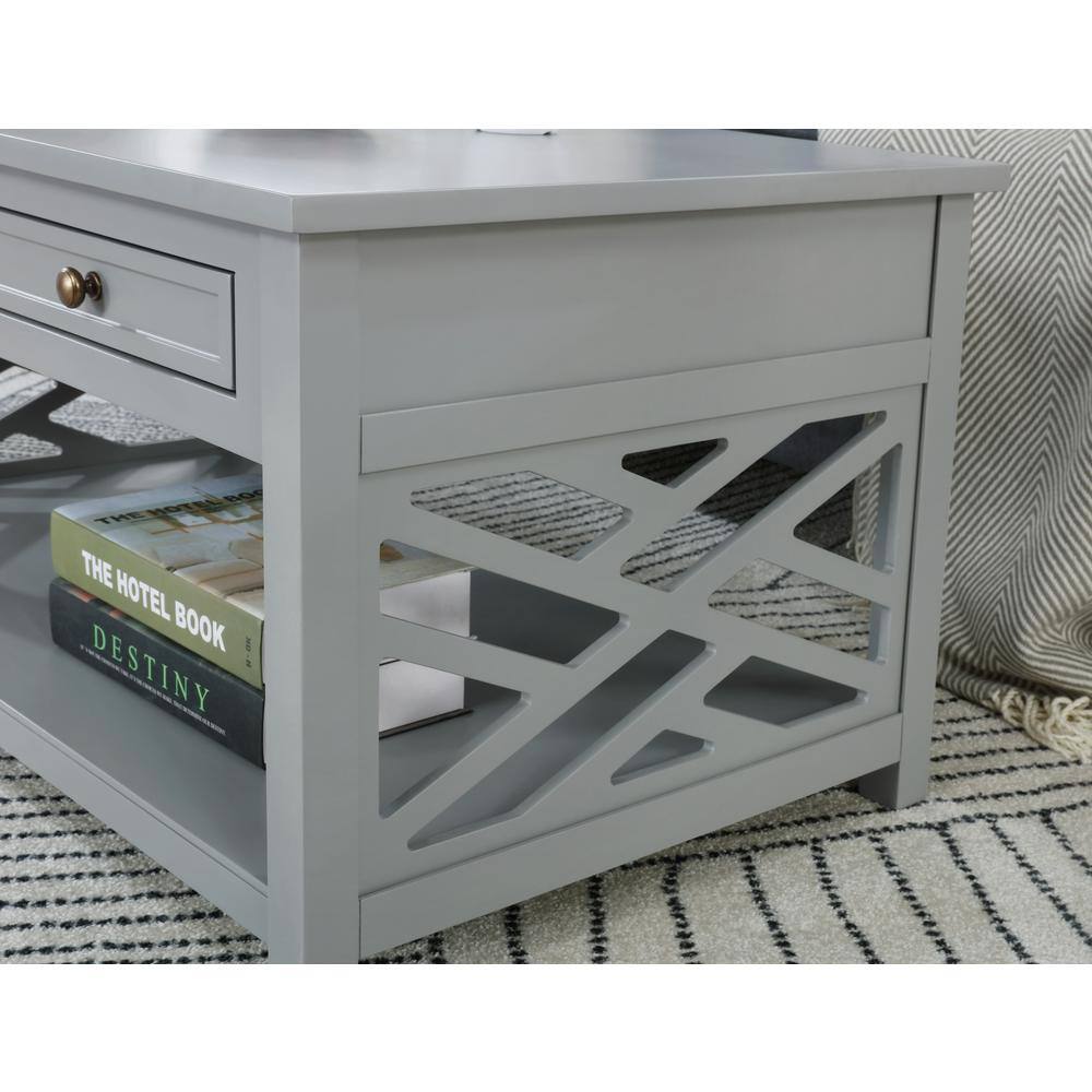 Coventry Dove Gray 36" Wood Coffee Table with Storage Drawer