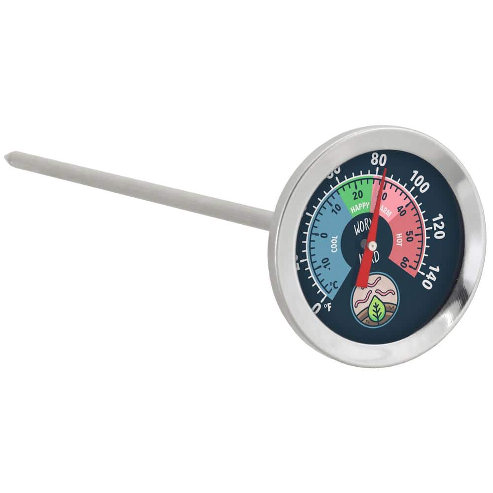 Arcadia Garden Products Worm Nerd 8 in. Stainless Steel Worm Compost and  Garden Soil Thermometer WN38 - The Home Depot