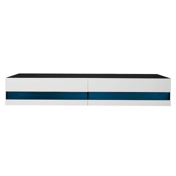 Unbranded 180 Wall-Mounted Floating 80 in. TV Stand with 20 Color LEDS and 2 Separate Storage Spaces