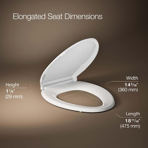 KOHLER Cachet Nightlight QuietClose Round Closed Front Toilet Seat in White