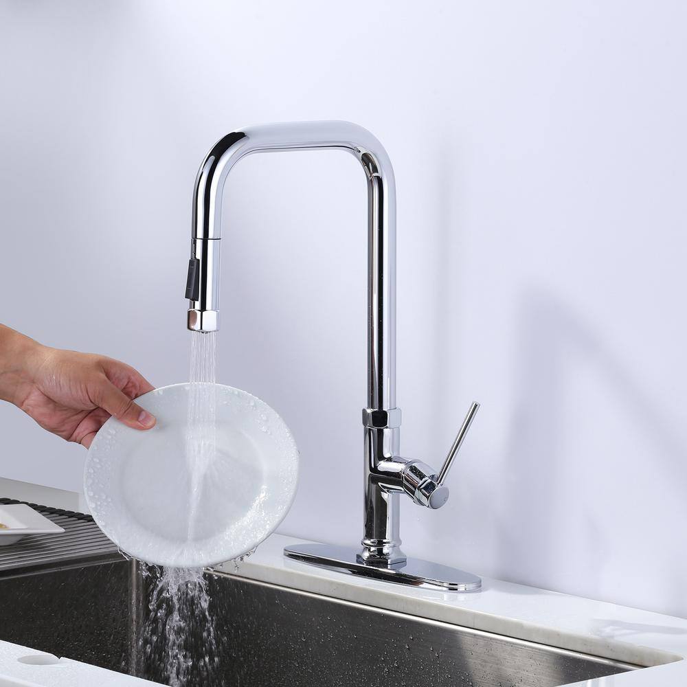 Polished Chrome Single Handle Pull Down Kitchen Faucet