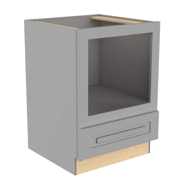 Home Decorators Collection Grayson 24 in. W x 24 in. D x 34.5 in. H Assembled Plywood Microwave Base Kitchen Cabinet in Pearl Gray with Soft Close
