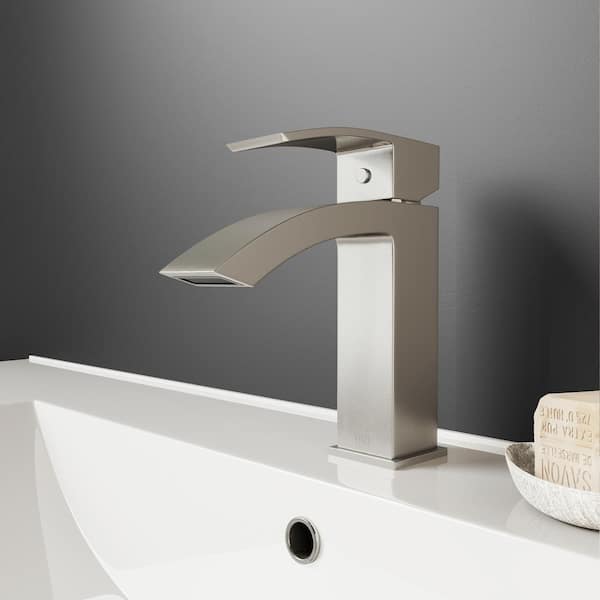 Satro Single Handle Single-Hole Bathroom Faucet in Brushed Nickel