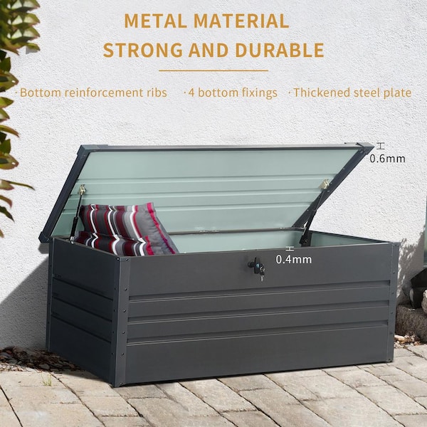 Unbranded 260 Gal. Metal Outdoor Deck Box Waterproof with Lockable Storage Containers