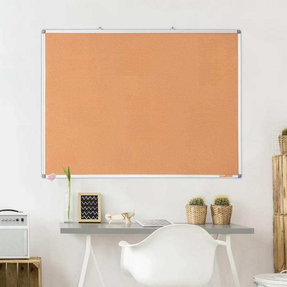 Large White Aluminum Framed Cork Bulletin Board