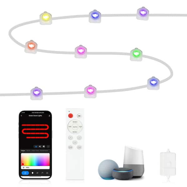 BICIK RGBIC Permanent 36 Light 50 ft. Outdoor Plug-In Integrated LED Novelty String-Light with IP65 Waterproof Housing