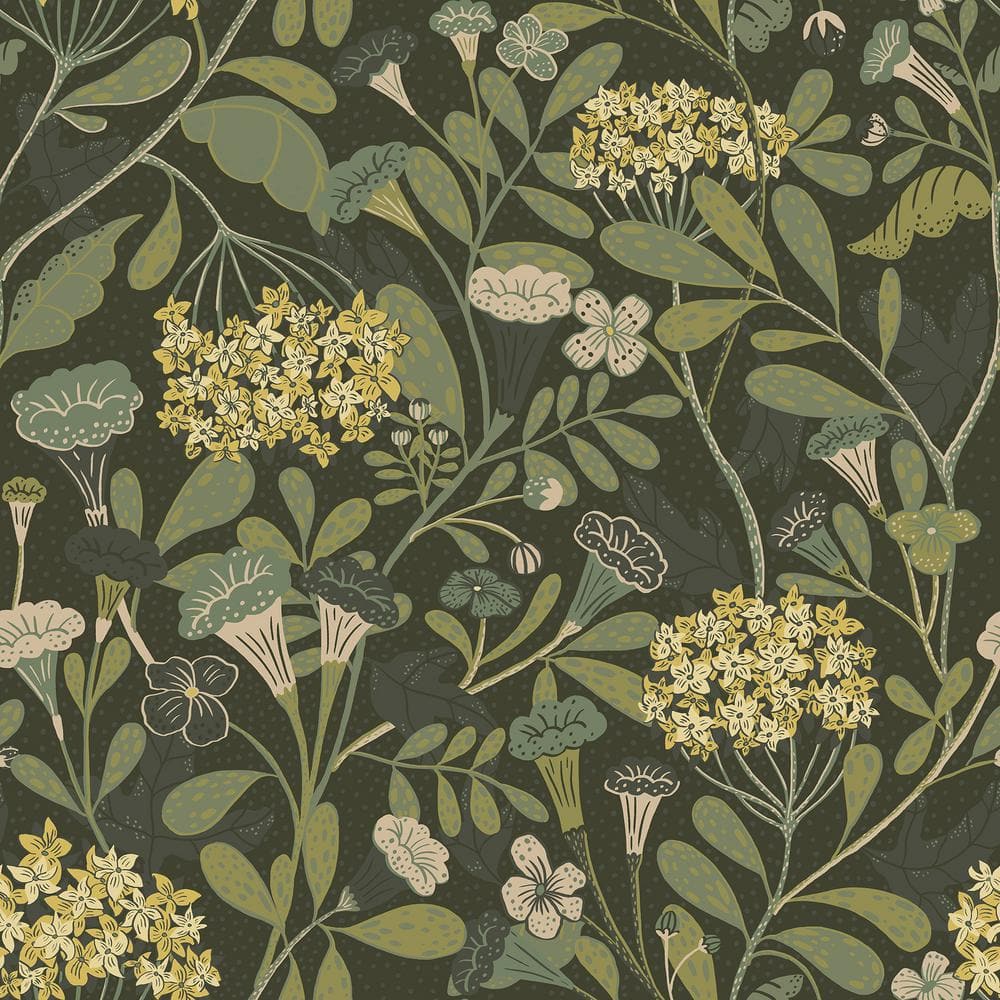 DANUBE Floral - Moss Green - Large wallpaper - Free shipping