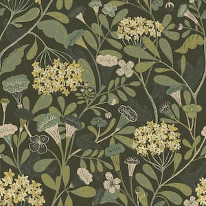 Hybbe Dark Green Hydrangea Garden Non Woven Paper Wallpaper Sample