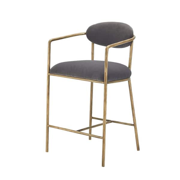 Baird Modern 26 in. Grey Metal Counter Stool with Velvet Seat